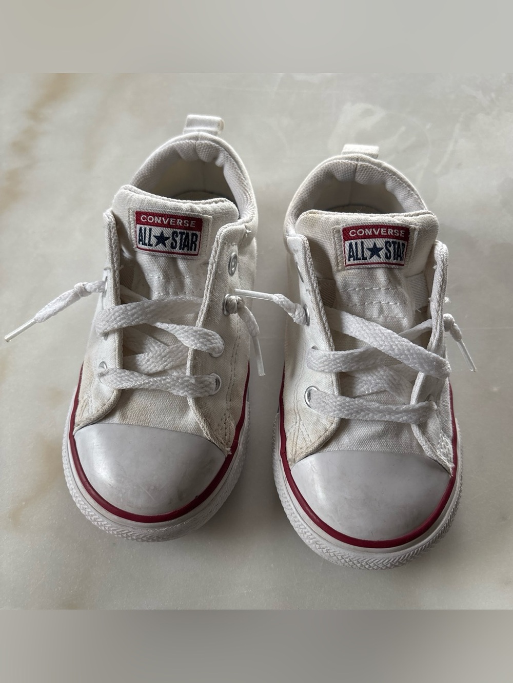 Converse Chuck Taylor All Star Slip On White Canvas Shoes Toddler Sneakers Sz 9